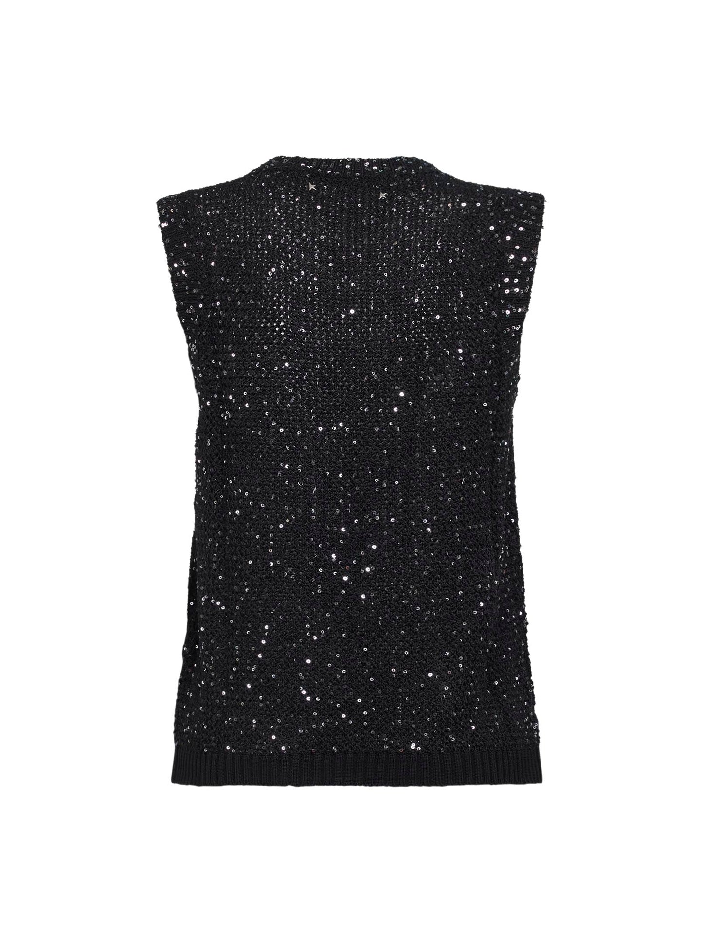 Golden Goose Women Black Sequin Mesh Journey Top GOLDEN GOOSE