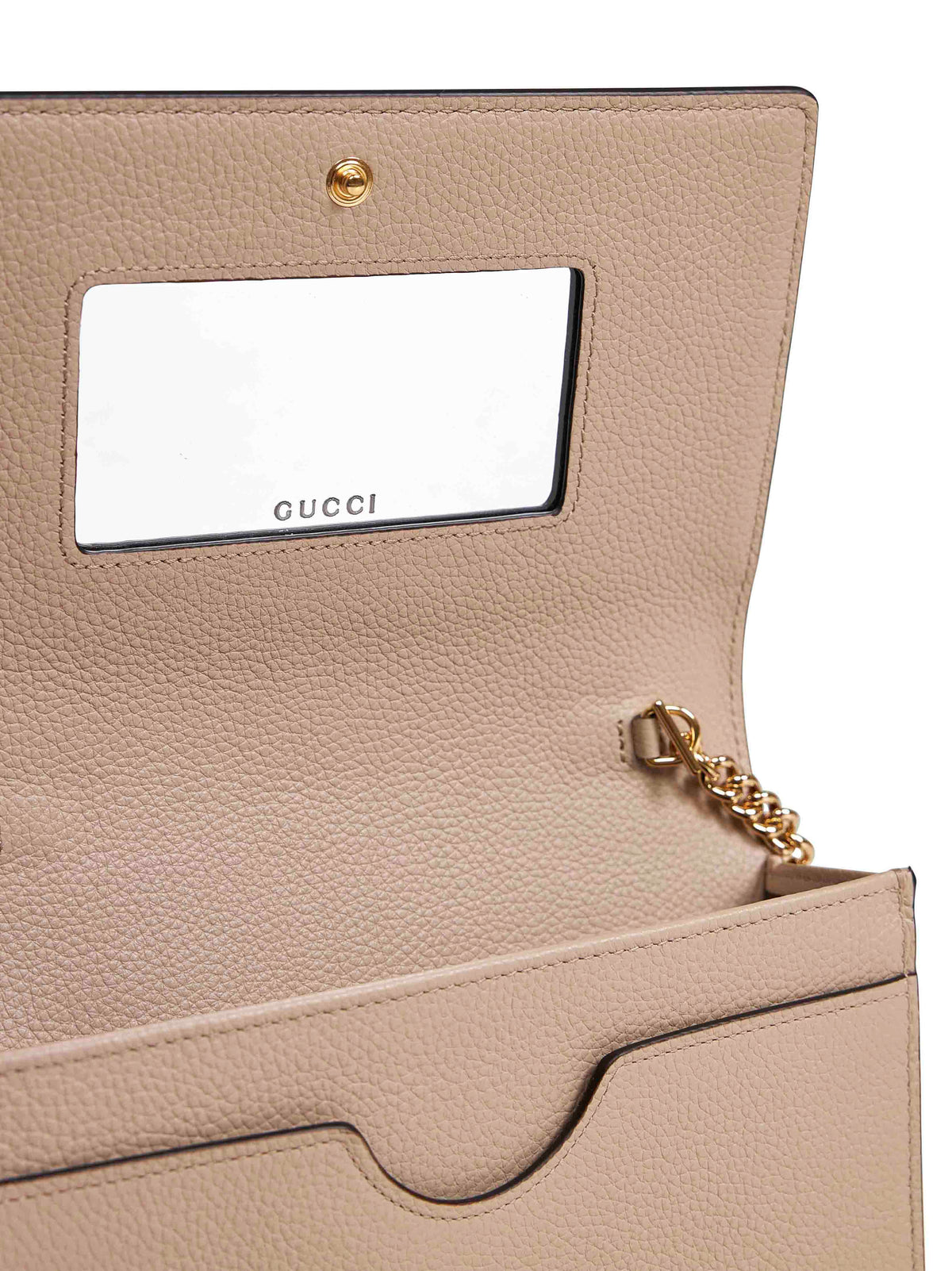 Gucci Women Beige And White Gg Marmont Wallet On Chain GUCCI
