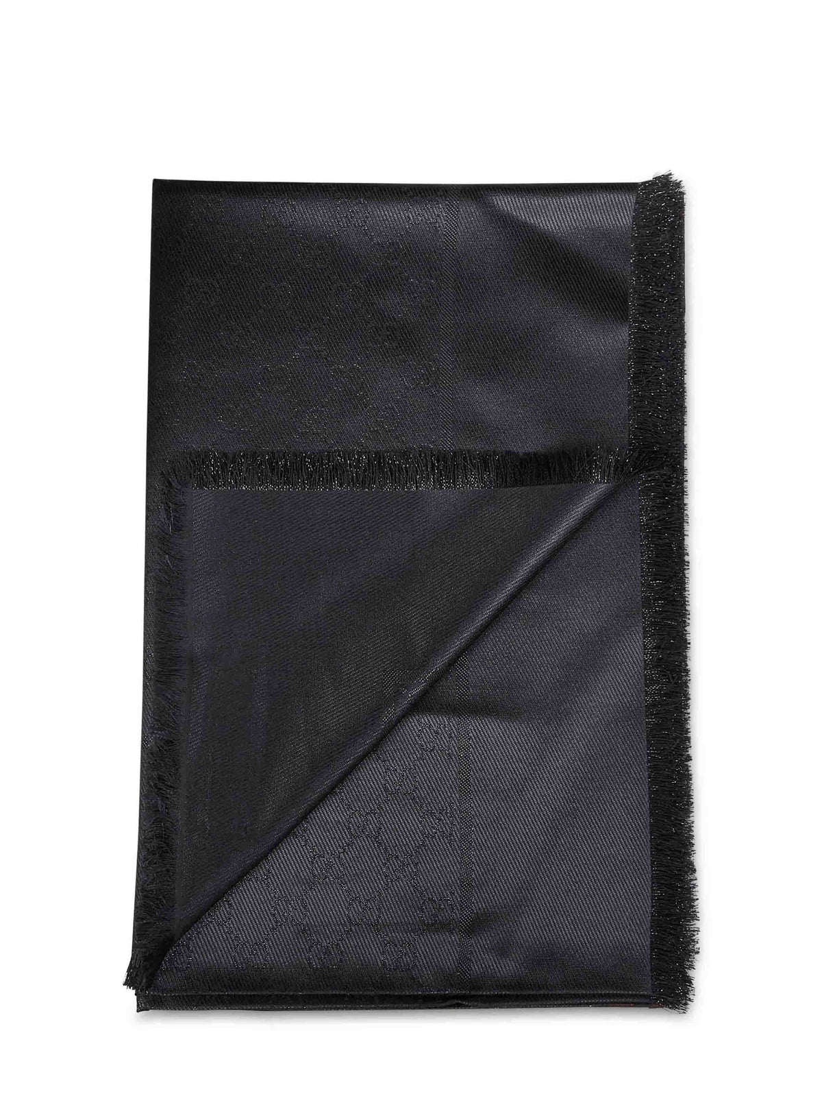 Gucci Women Black Gg Lamé Wool And Silk Shawl GUCCI