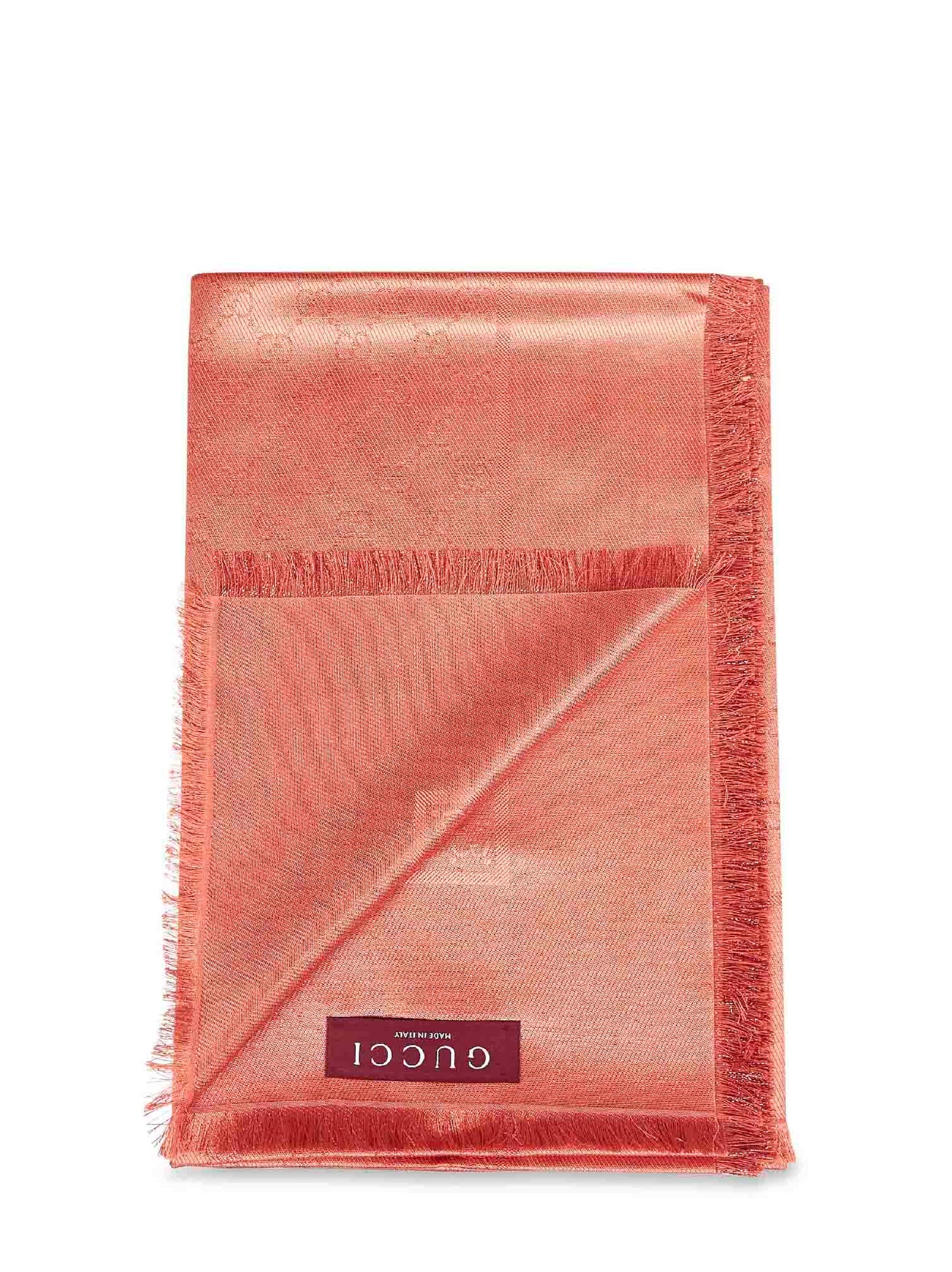 Gucci Women Orange Gg Lamé Wool And Silk Shawl<Br/> GUCCI