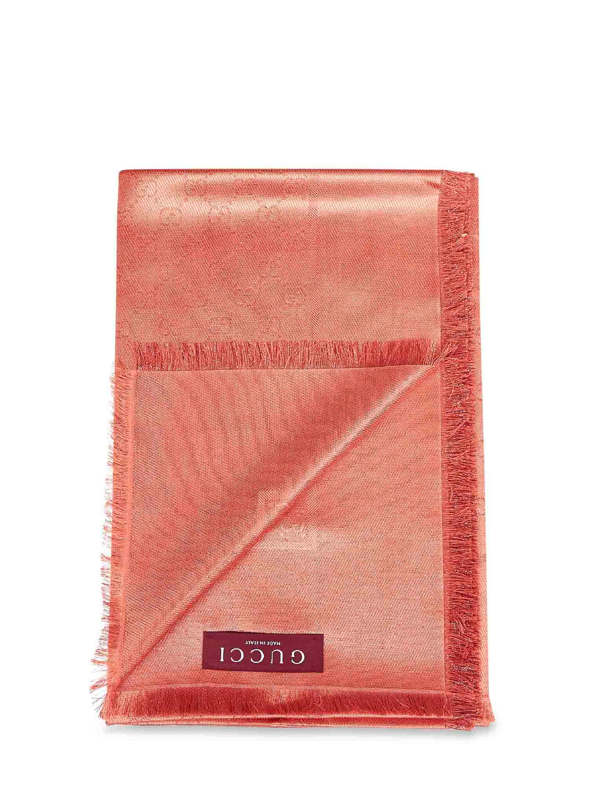 Gucci Women Orange Gg Lamé Wool And Silk Shawl<Br/> GUCCI