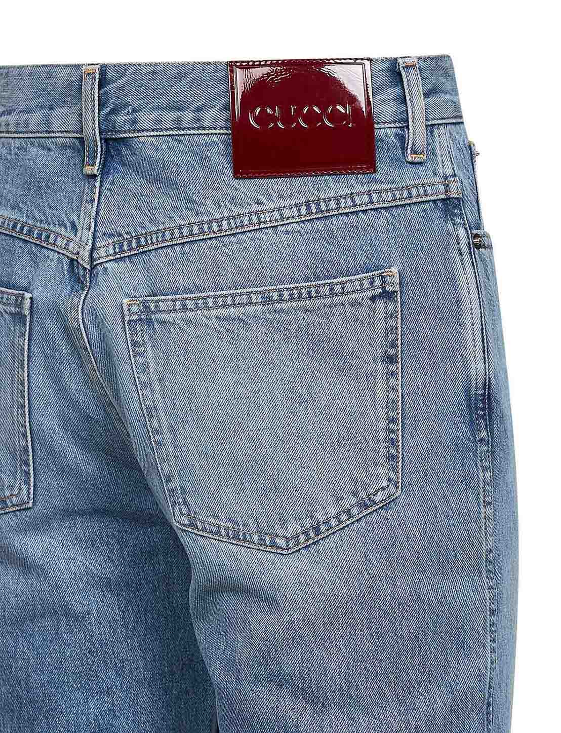 Gucci Men Light Blue Cotton Denim Slim-Fit Jeans