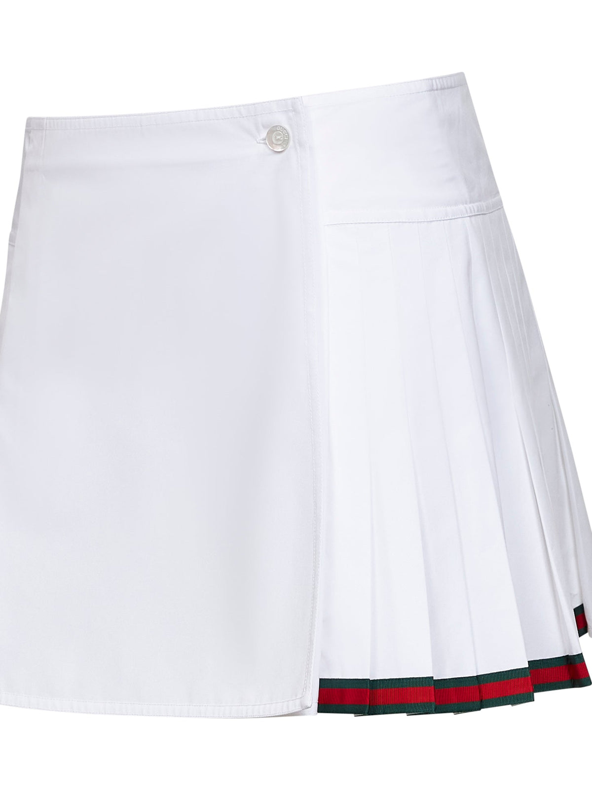 Gucci Women White Poplin Pleated Miniskirt With Web Detail GUCCI
