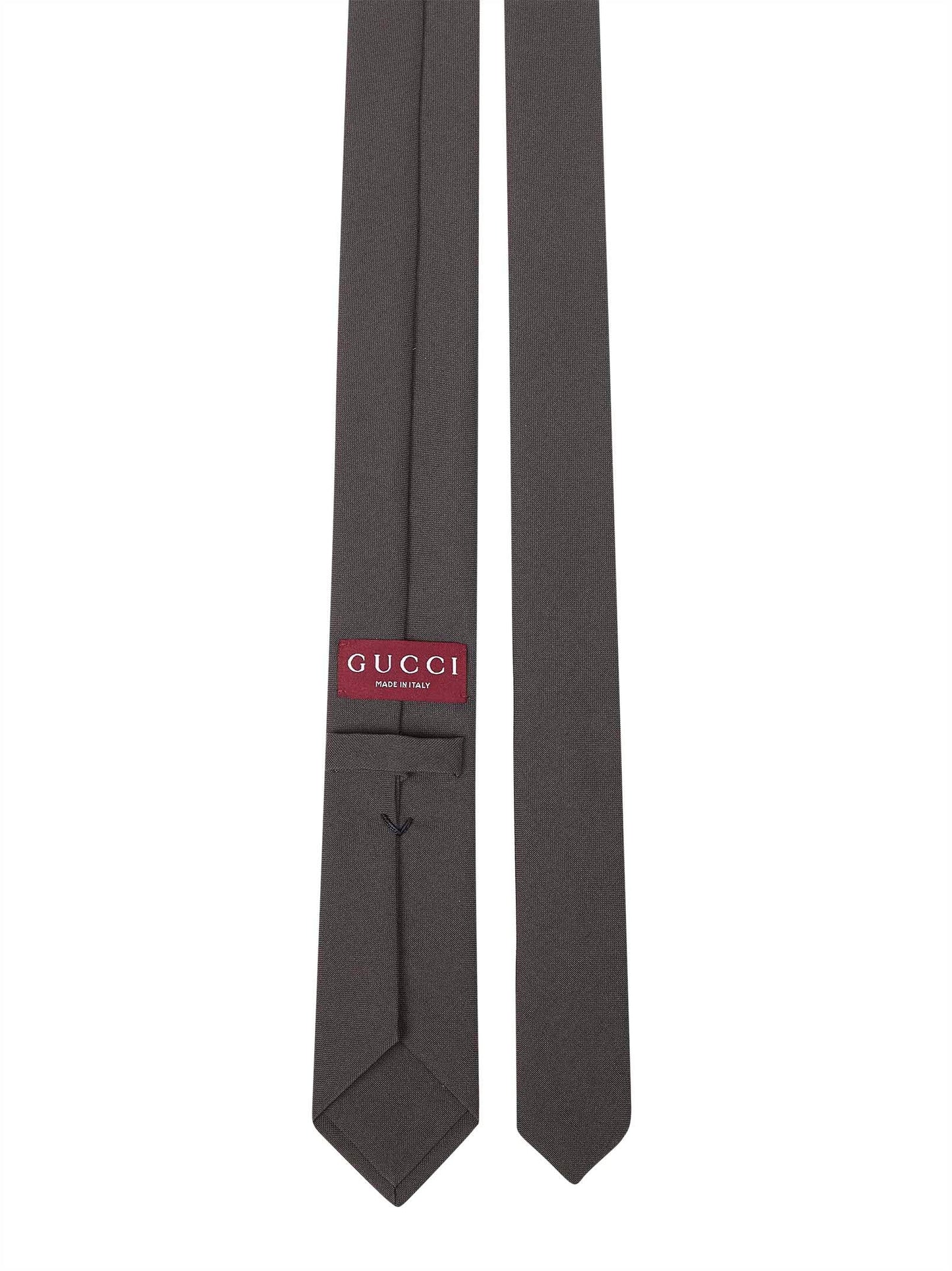 Gucci Men Brown Crepe-Effect Fabric Slim Tie