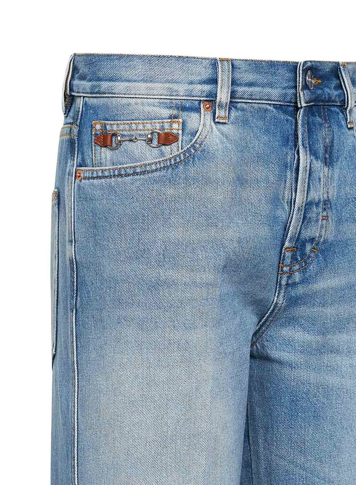 Gucci Women Light Blue Flared Cotton Denim Jeans GUCCI