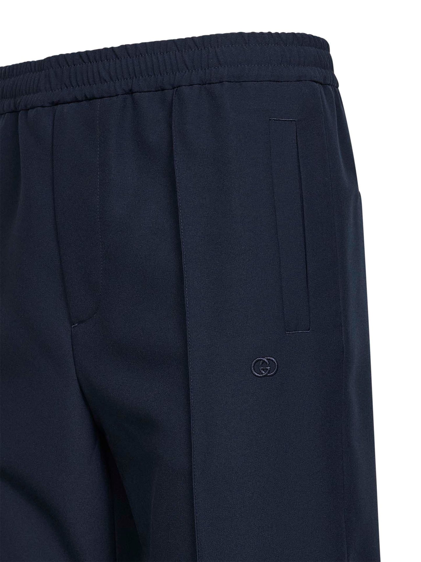 Gucci Men Dark Blue Technical Panama Sportswear Trousers GUCCI