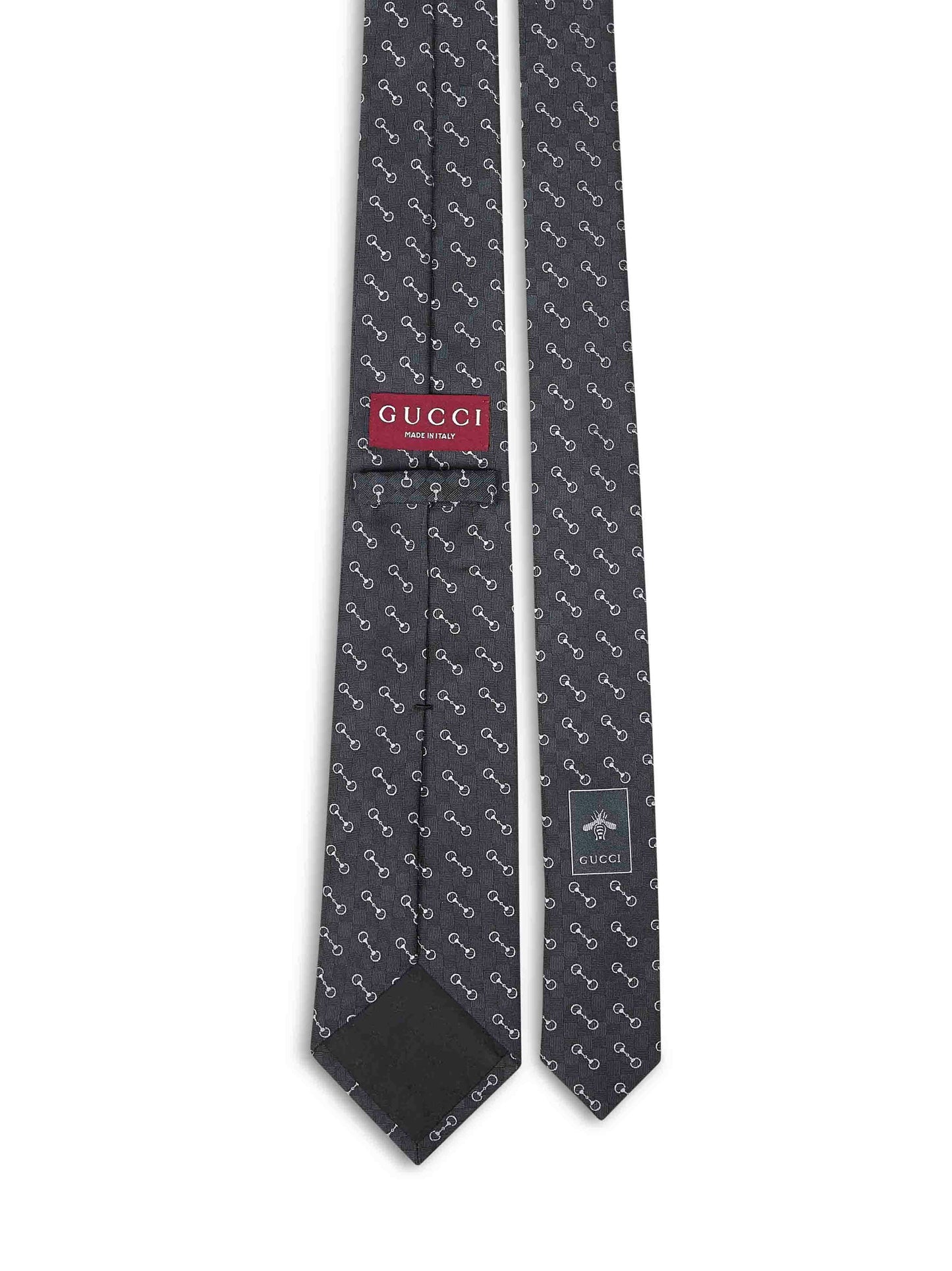 Gucci Men Black Horsebit Silk Jacquard Tie GUCCI