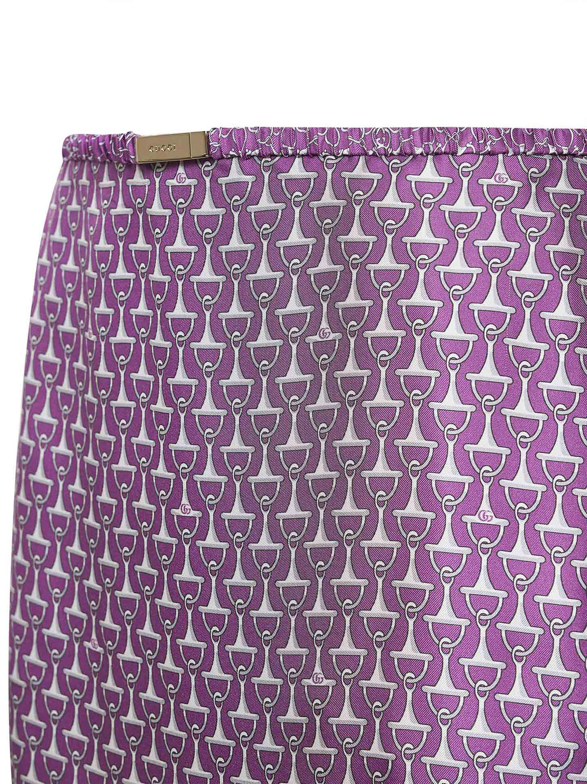 Gucci Women Violet Printed Silk Twill Midi Skirt GUCCI