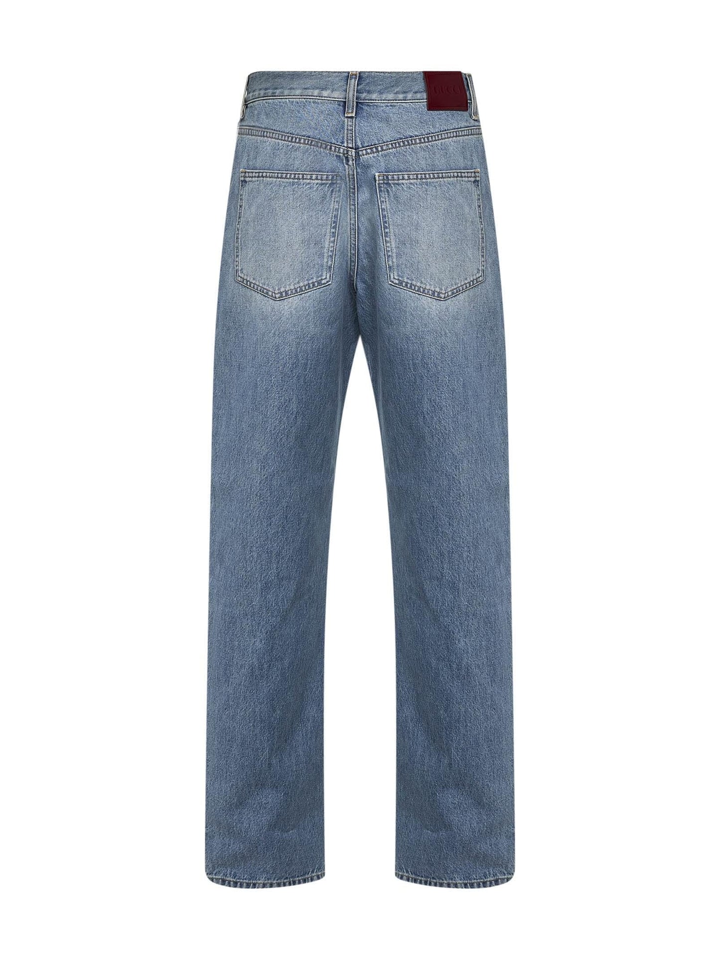 Gucci Women Light Blue Cotton Denim Straight Jeans GUCCI