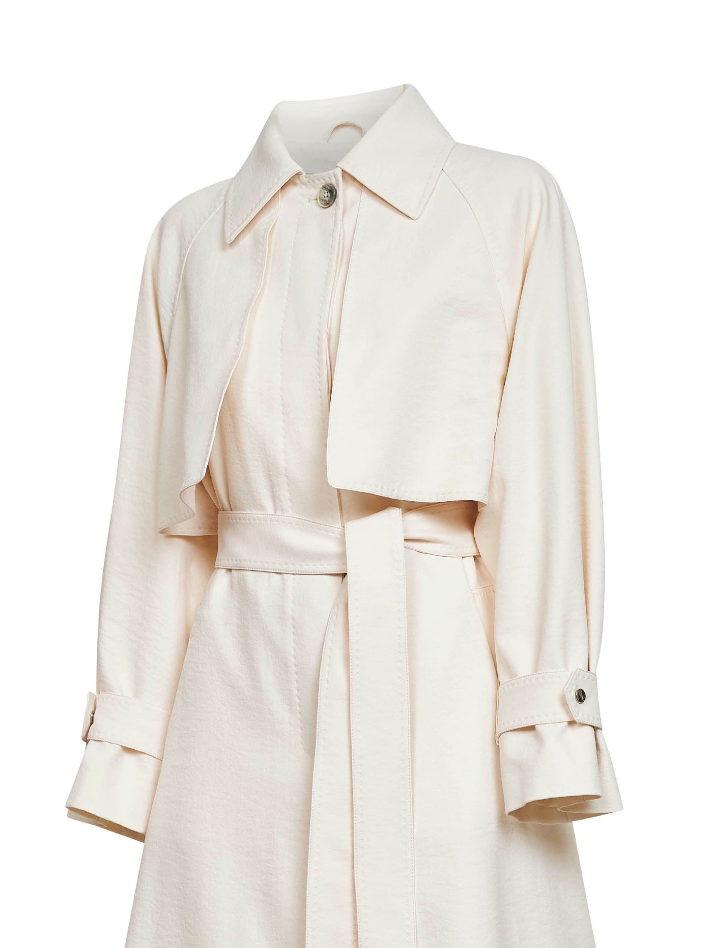 Herno Women Ivory Fresh Crinkle Woven Belted Trench Coat HERNO