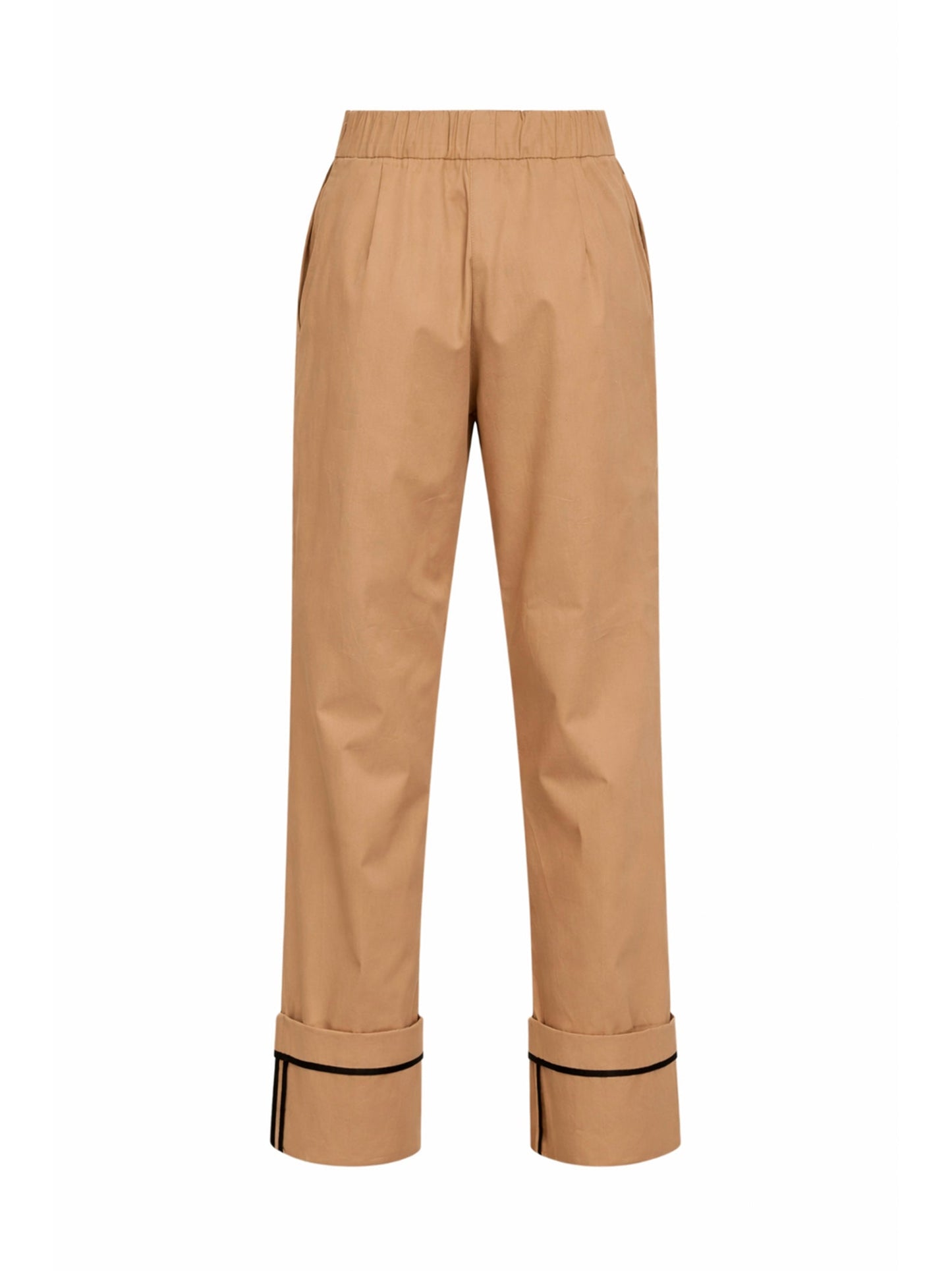 Herno Women Camel Cotton Gabardine Trousers With Turn-Up Hems HERNO