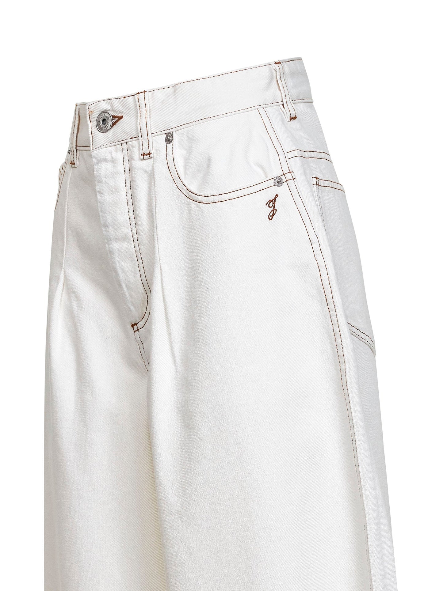 Jacquemus Women Ecru The Ovalo De-Nîmes Denim Curved Jeans JACQUEMUS