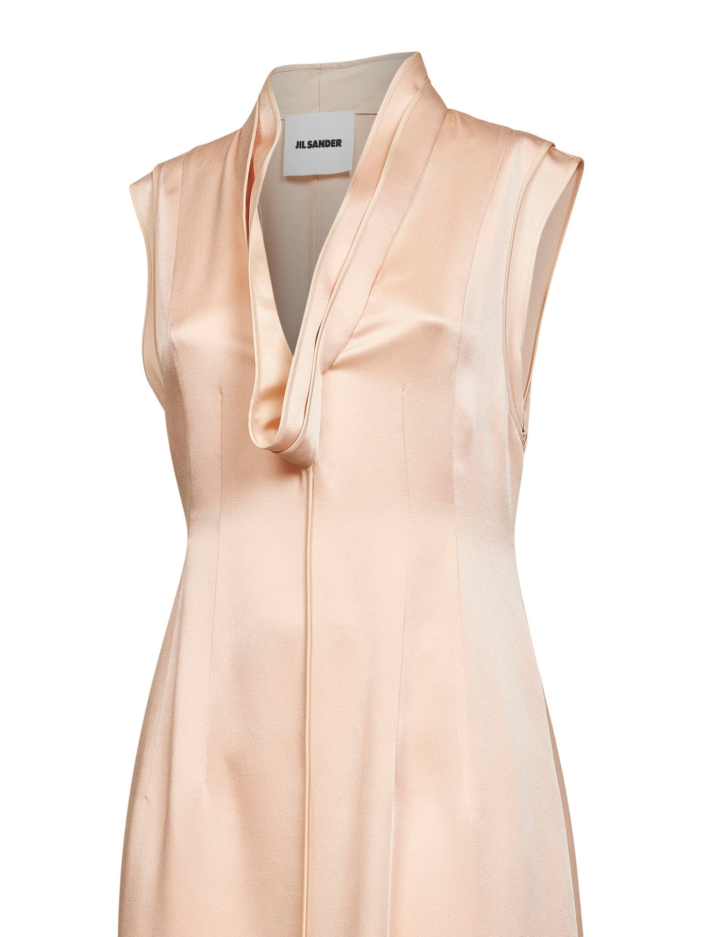 Jil Sander Women Pink Satin Fluid Midi Sleeveless Dress JIL SANDER