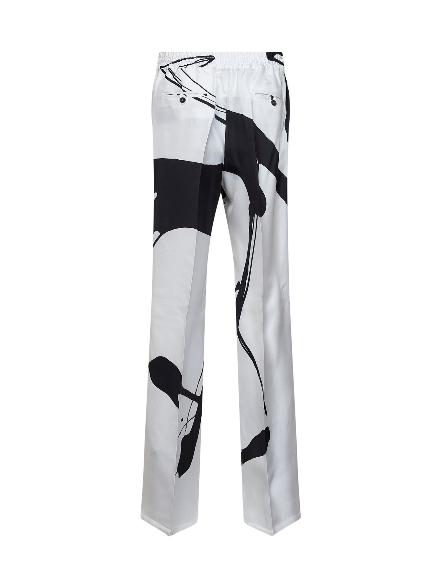 Kiton Women White And Black Printed Silk Trousers KITON