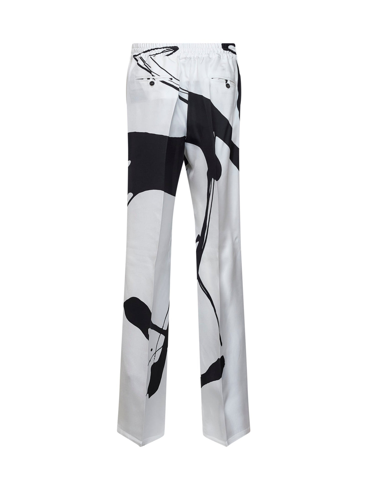Kiton Women White And Black Printed Silk Trousers KITON