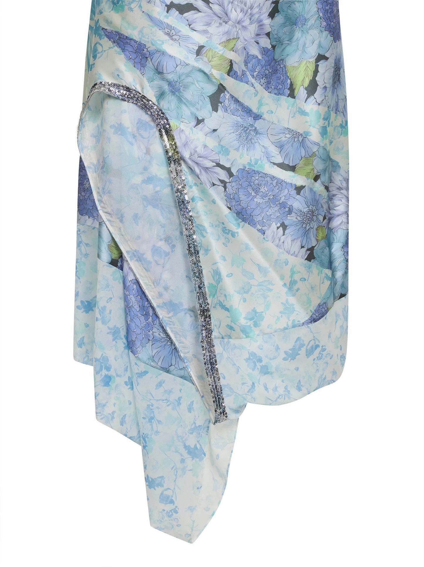 Maison Margiela Women Light Blue Floral Silk Wrap Midi Dress MAISON MARGIELA