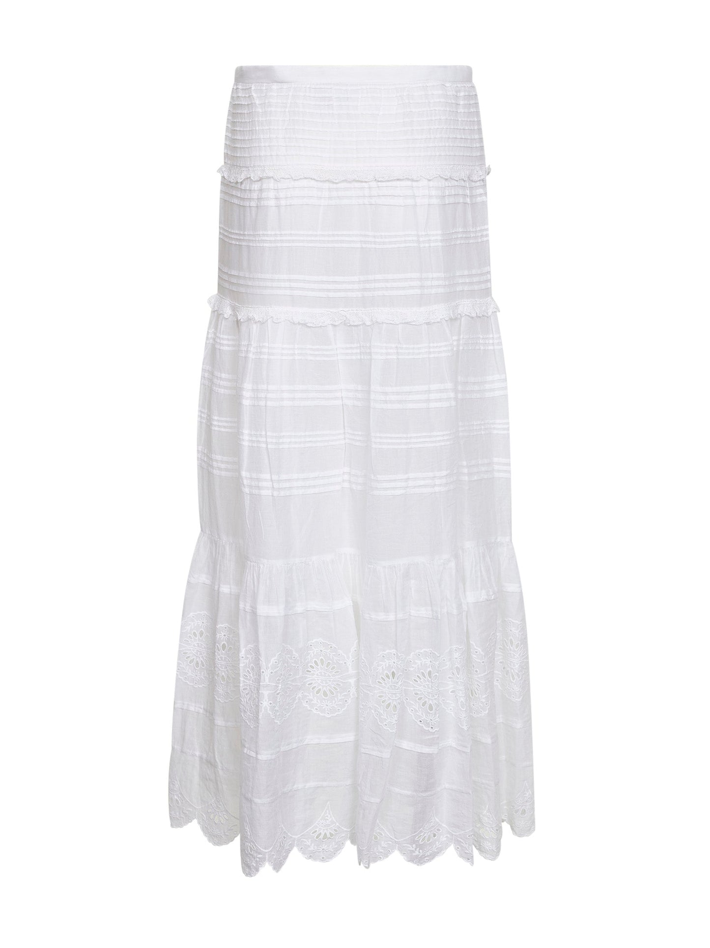 Marant Etoile Women White Cotton And Lace Paoline Long Skirt ISABEL MARANT ETOILE
