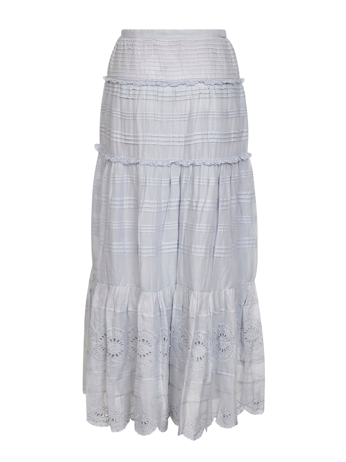 Marant Etoile Women Light Blue Cotton And Lace Paoline Long Skirt ISABEL MARANT ETOILE