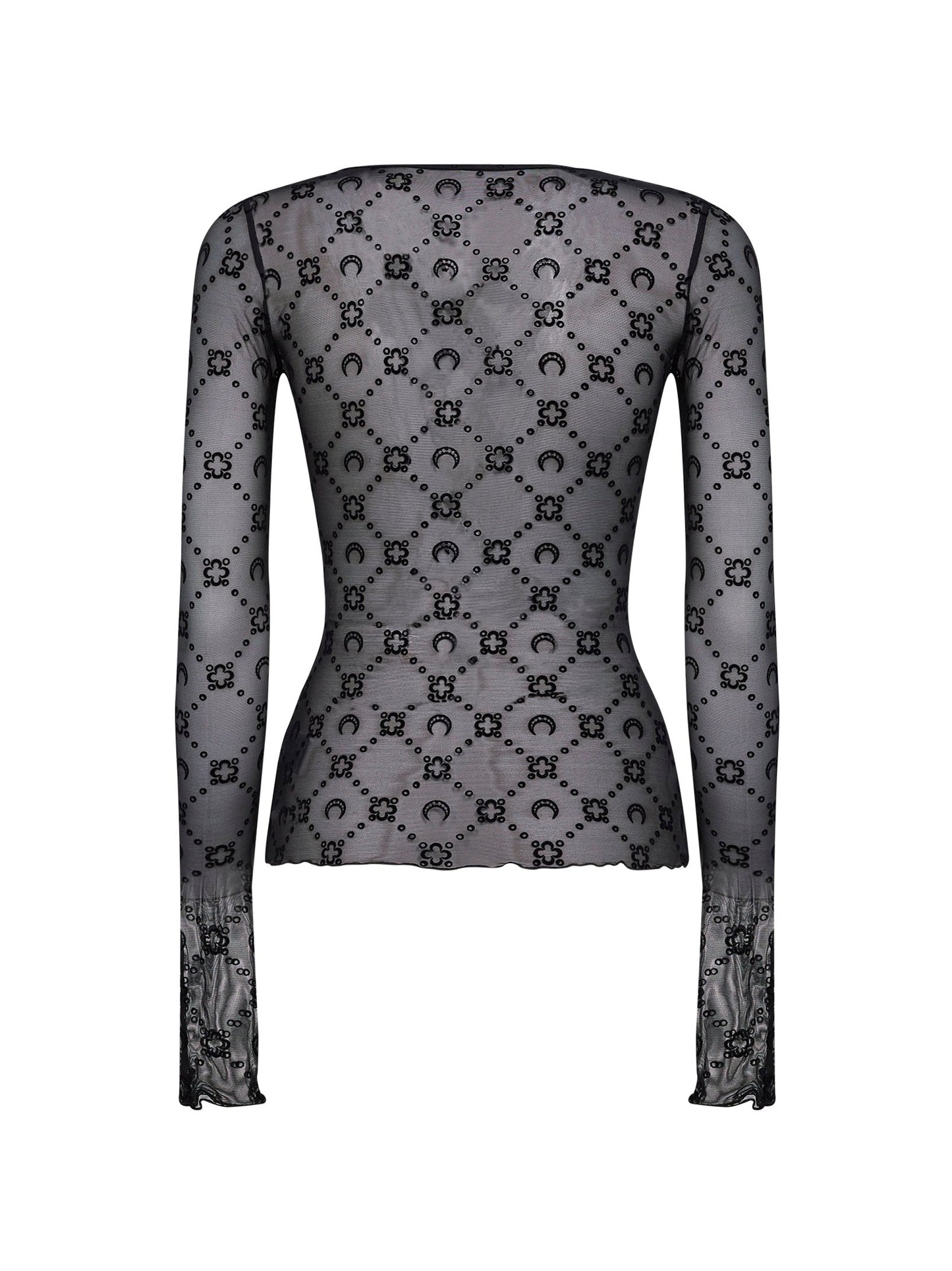 Marine Serre Women Black Monogram Mesh Long-Sleeved Top MARINE SERRE