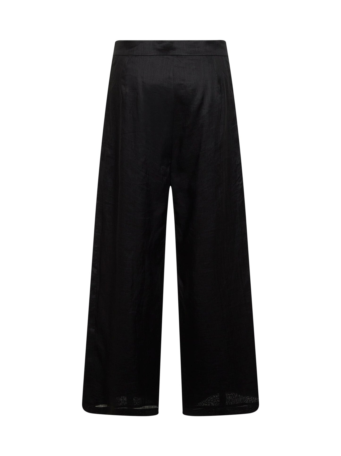 Max Mara Studio Women Black Washed Ramie Canvas Msttartufo Cropped Trousers MAX MARA STUDIO