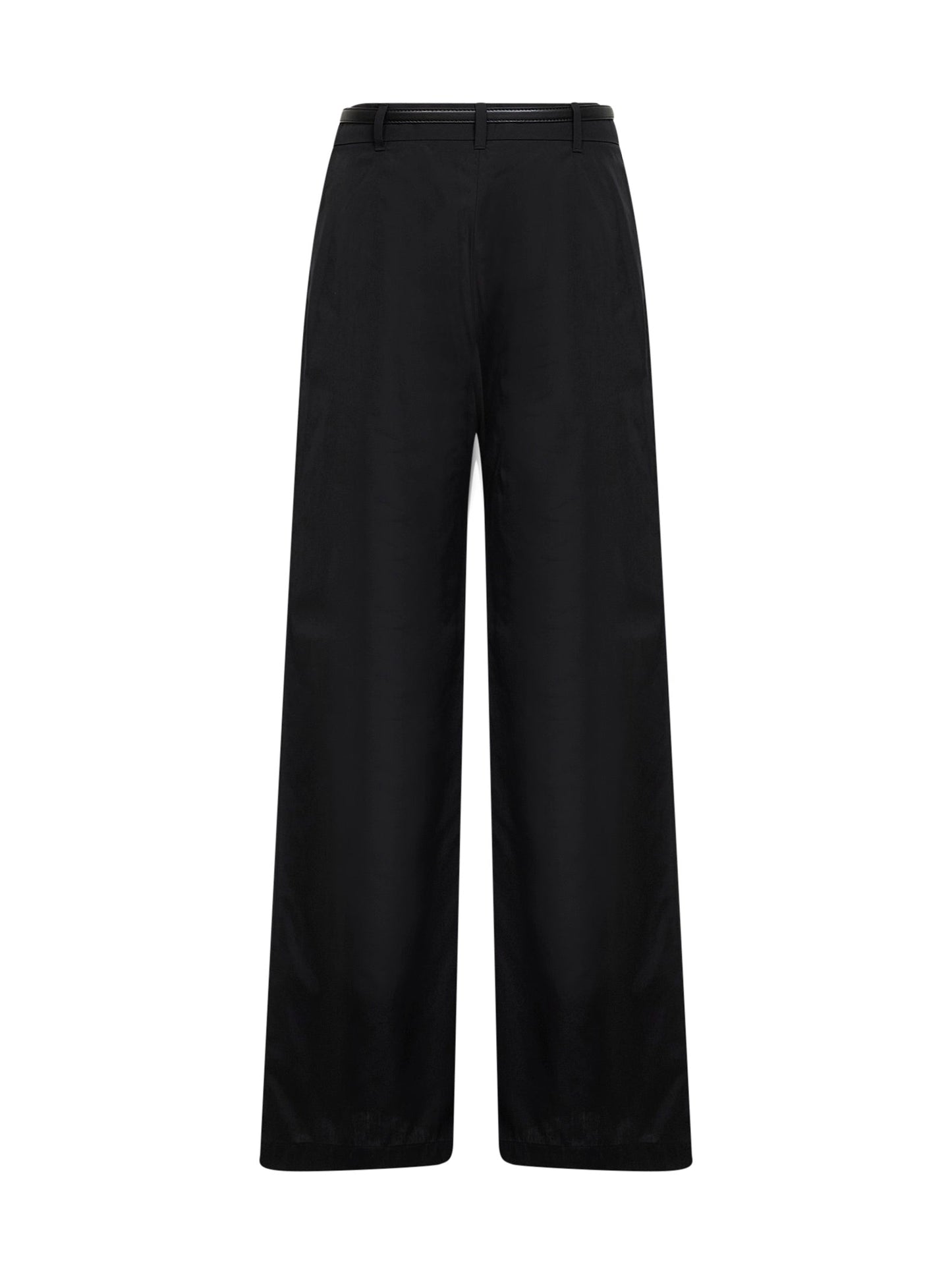 Max Mara Studio Women Black Poplin Mstfarea Belted Trousers MAX MARA STUDIO