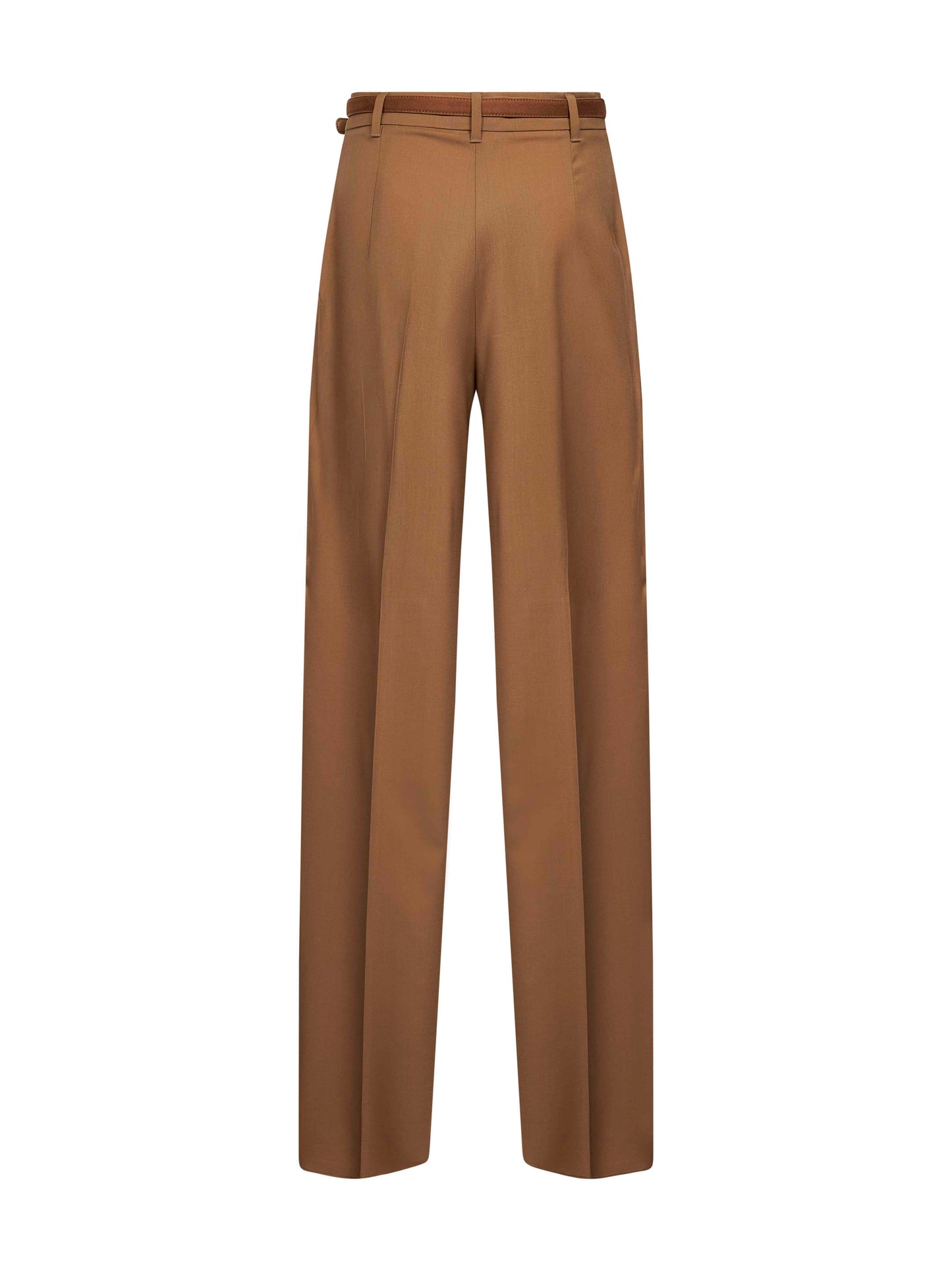 Max Mara Studio Women Camel Stretch Wool Canvas Mstbacio Fluid Trousers MAX MARA STUDIO