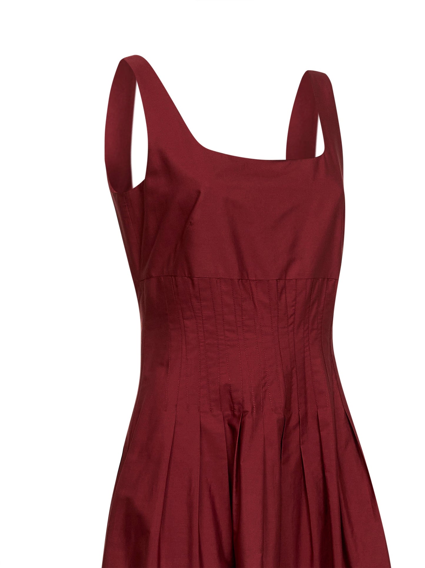 Max Mara Studio Women Brick Red Poplin Mstfeltre Long Dress MAX MARA STUDIO