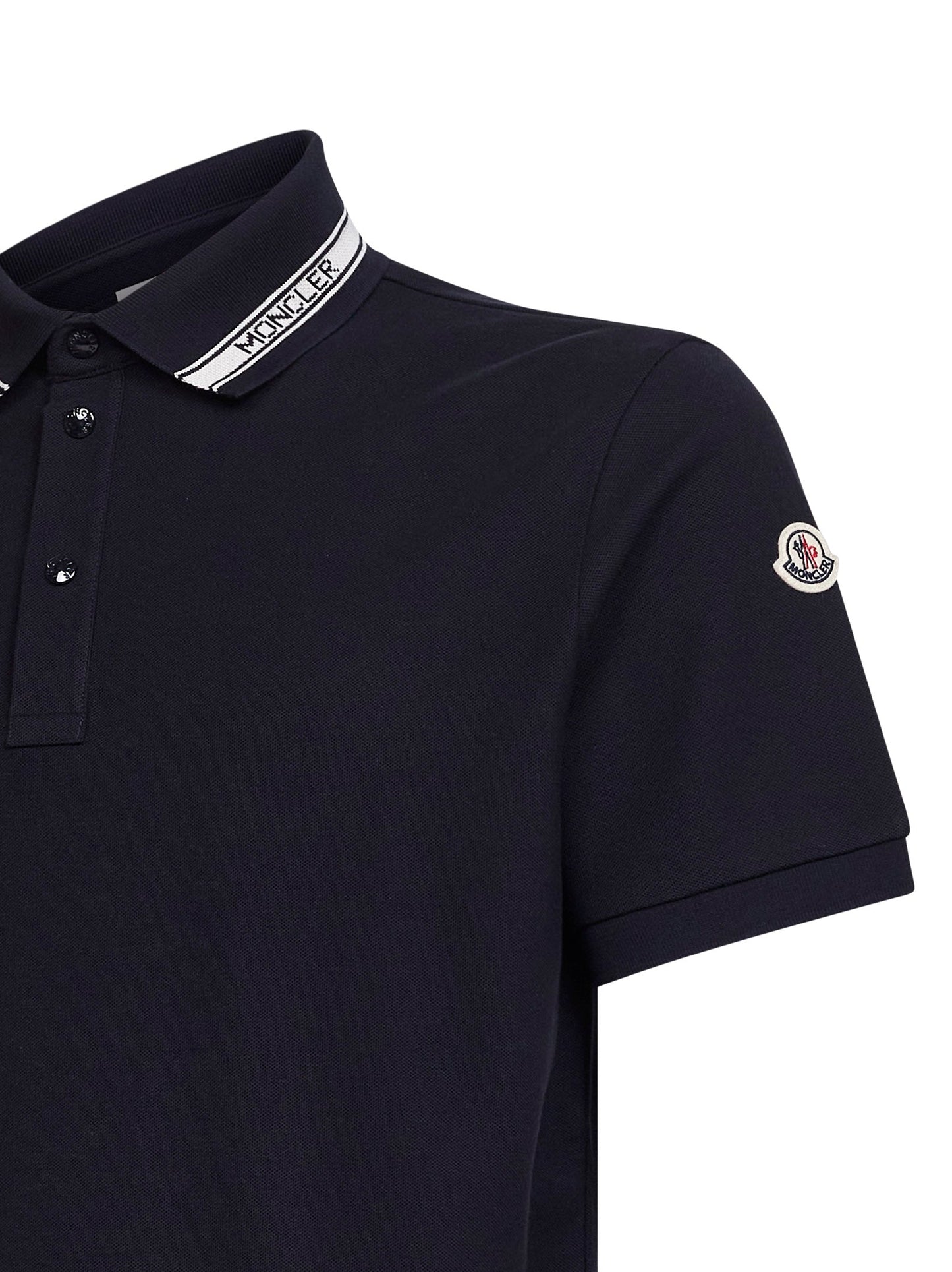 Moncler Men Blue Cotton Pique Polo Shirt With Logo Detail MONCLER