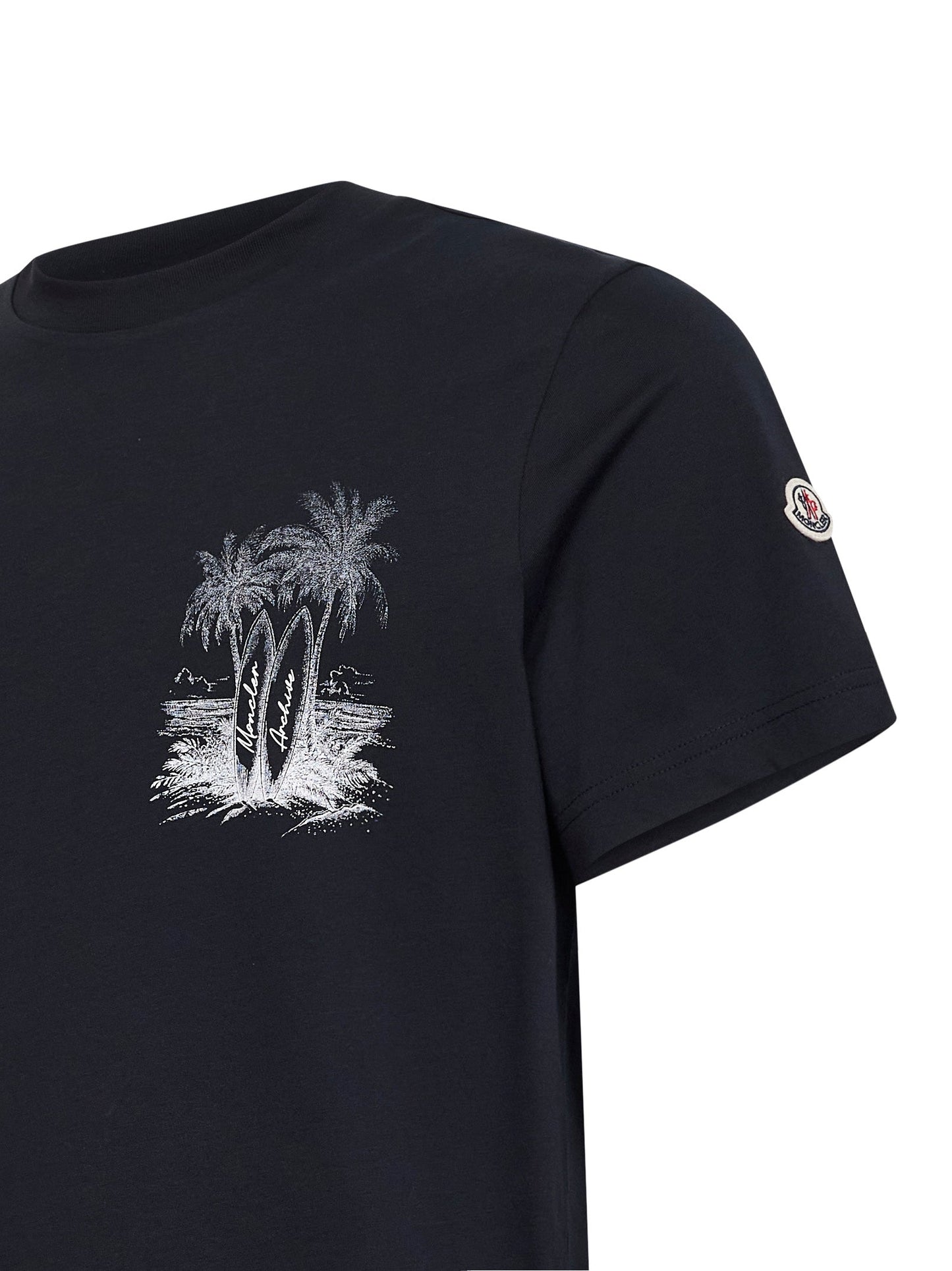 Moncler Men Blue Cotton Jersey Printed T-Shirt MONCLER