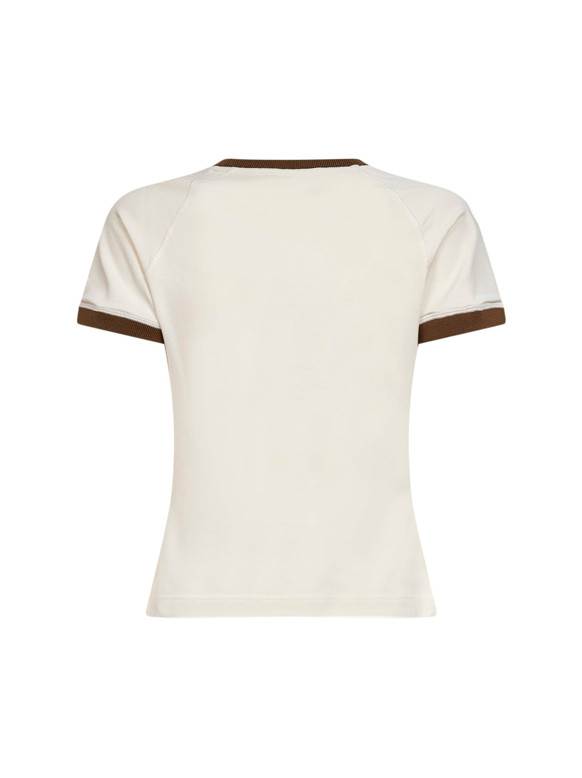 Moncler Women Light Beige Stretch Jersey Logo And Heart T-Shirt MONCLER