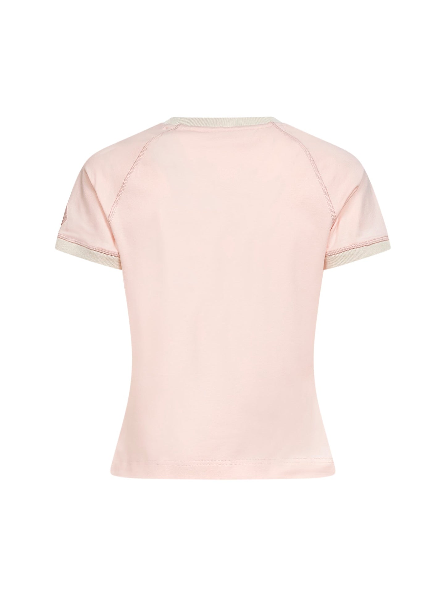Moncler Women Light Pink Stretch Jersey Logo And Heart T-Shirt MONCLER