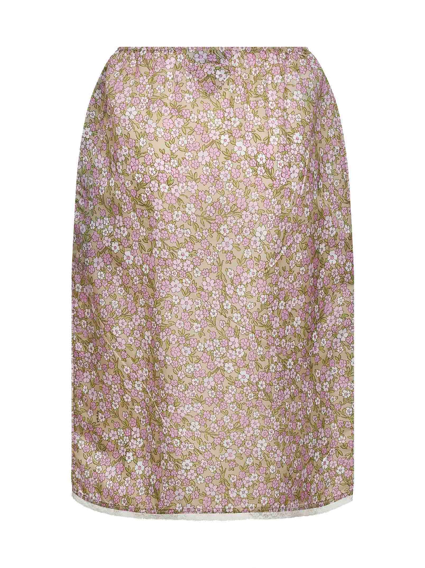Prada Abbigliamento Women Alabaster Printed Nylon Midi Skirt PRADA