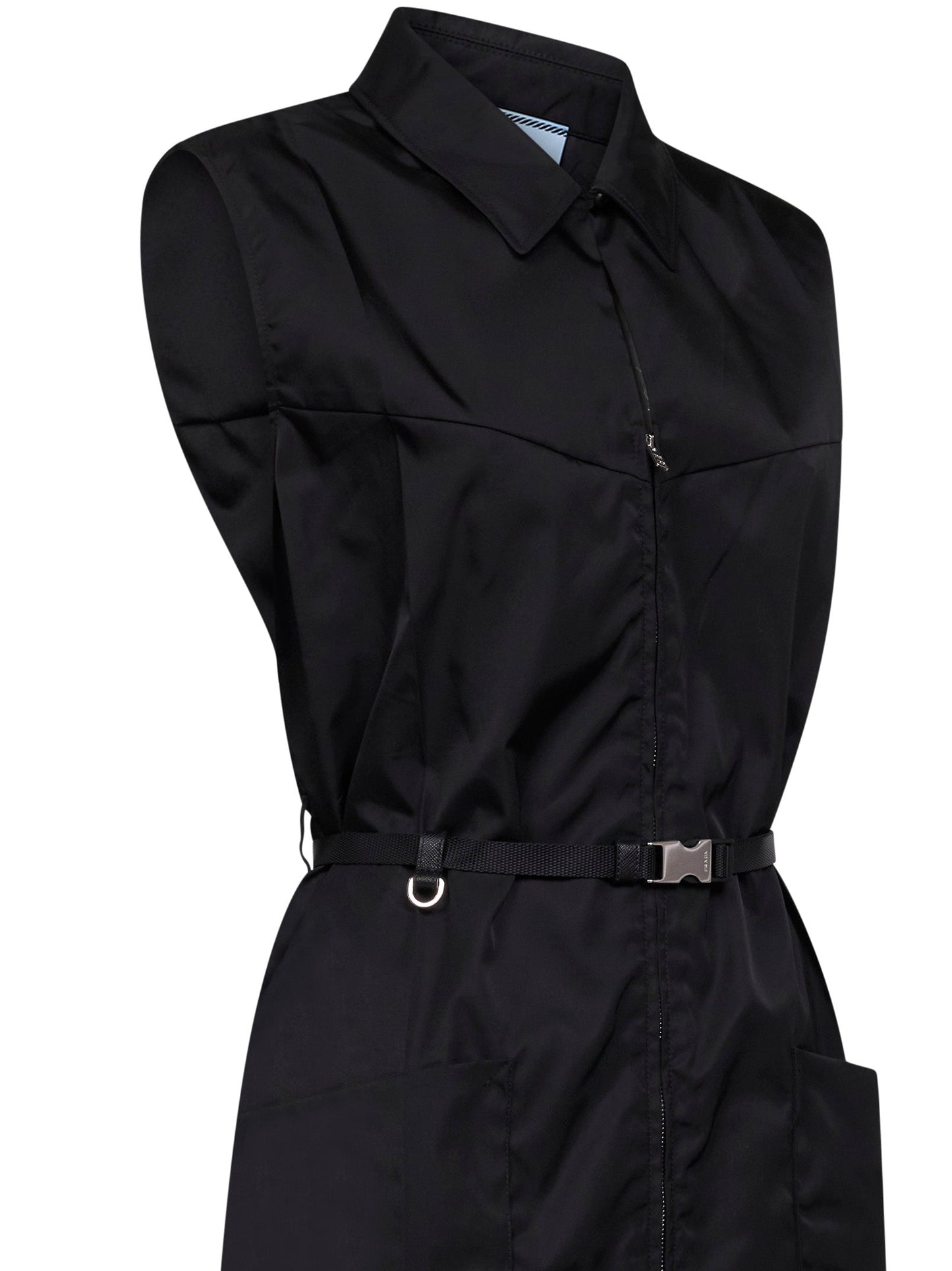 Prada Abbigliamento Women Black Re-Nylon Belted Short Dress PRADA