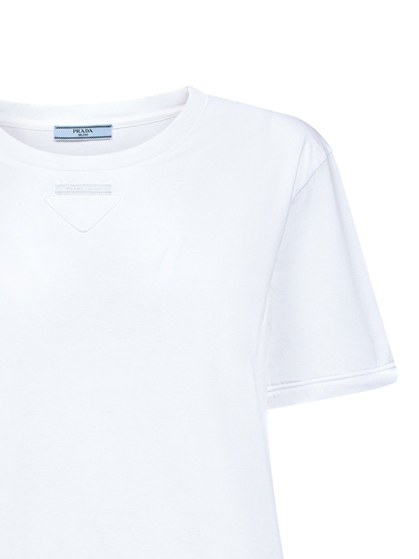 Prada Abbigliamento Women White Cotton Jersey Logo T-Shirt PRADA