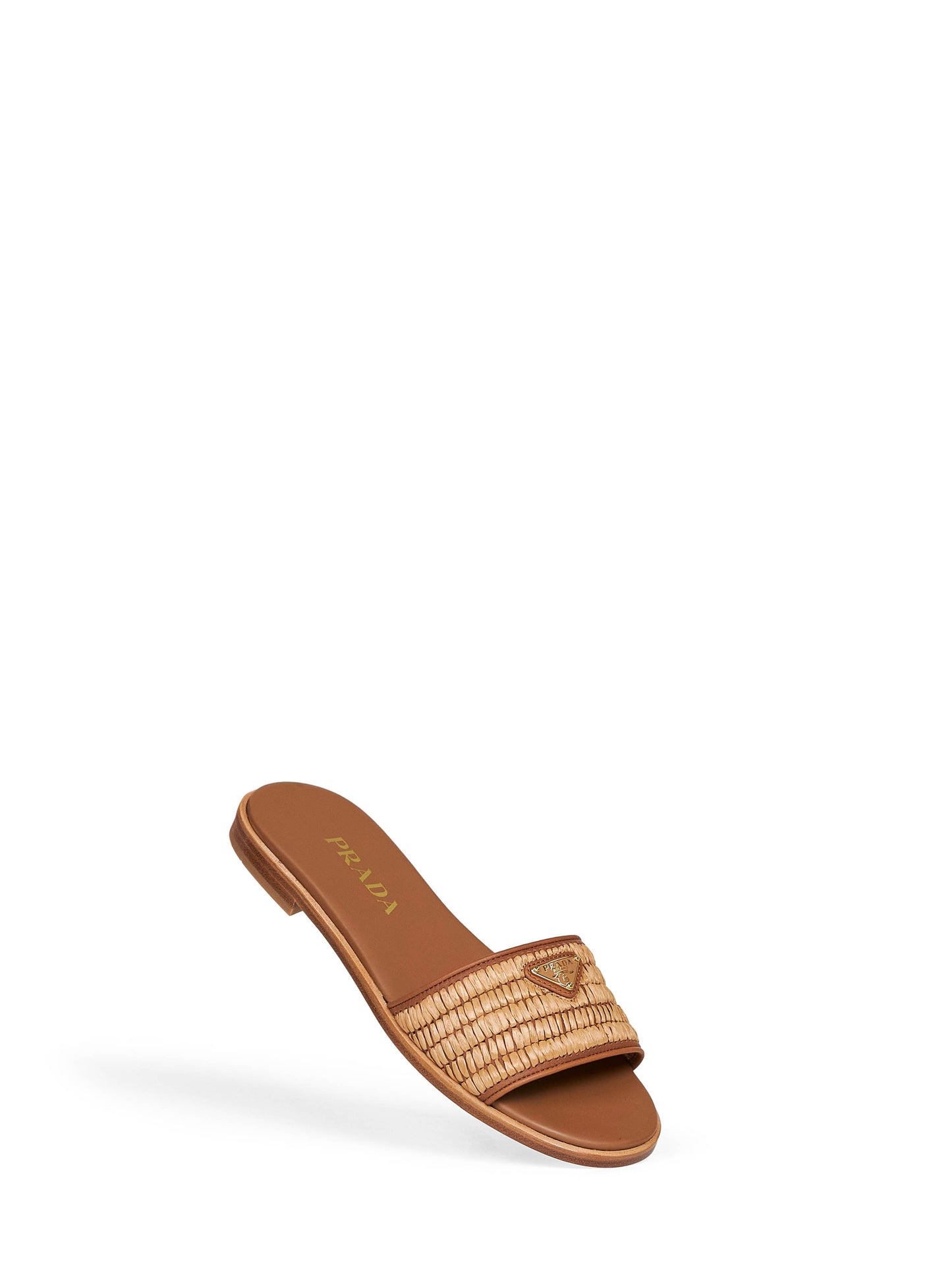 Prada Calzature Women Natural Leather With Crochet Details Slide Sandals PRADA