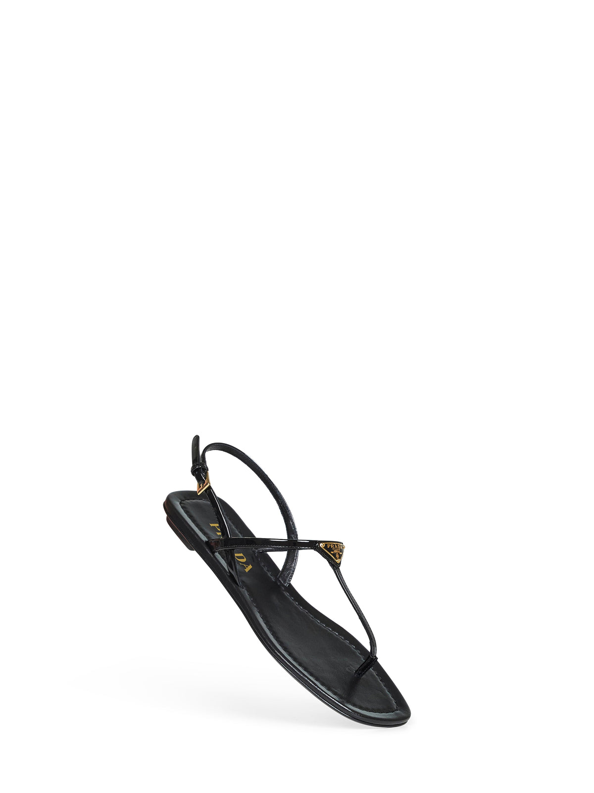 Prada Calzature Women Black Patent Leather Thong Sandals PRADA