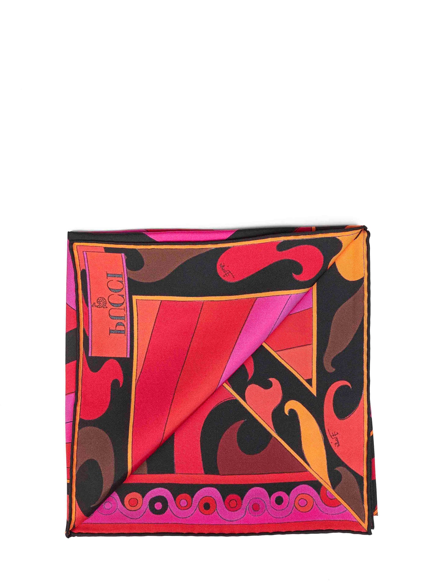 Pucci Women Fuchsia And Orange Iride-Print Silk Twill Scarf PUCCI