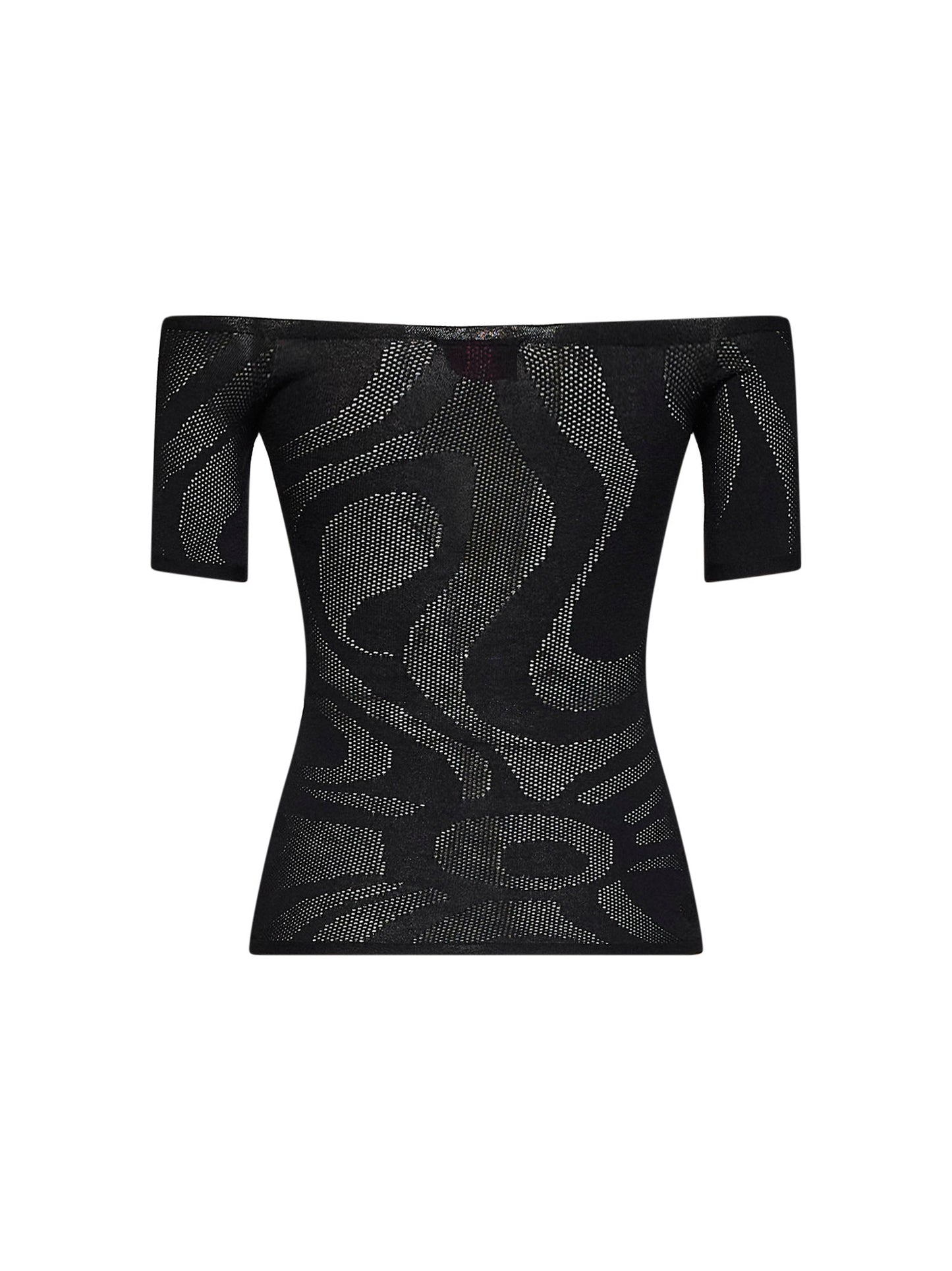 Pucci Women Black Marmo Jacquard Net Top PUCCI