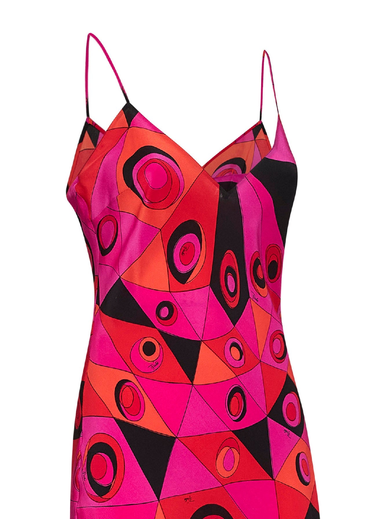 Pucci Women Fuchsia And Black Occhi-Print Silk Crepe De Chine Long Lingerie Dress PUCCI