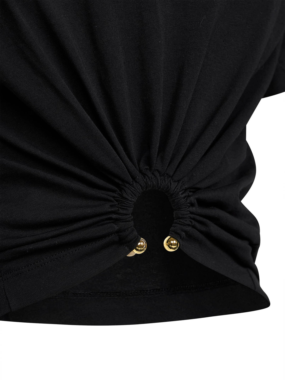Rabanne Women Black Cotton Cropped T-Shirt With Piercing PACO RABANNE