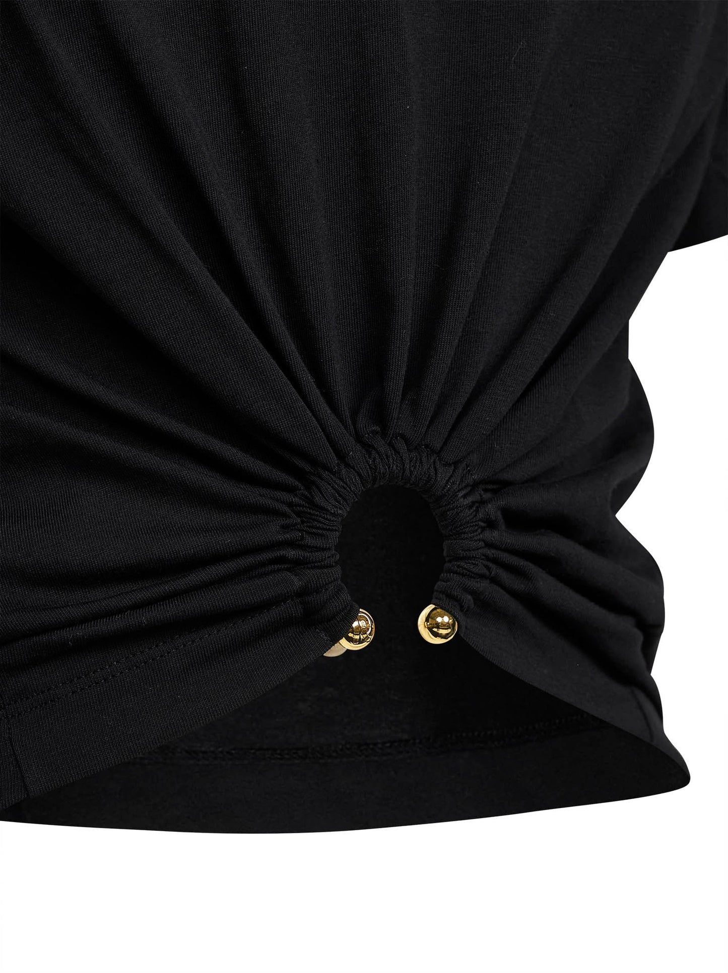 Rabanne Women Black Cotton Cropped T-Shirt With Piercing PACO RABANNE