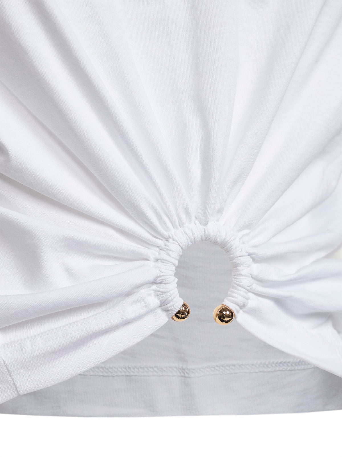 Rabanne Women White Cotton Cropped T-Shirt With Piercing PACO RABANNE