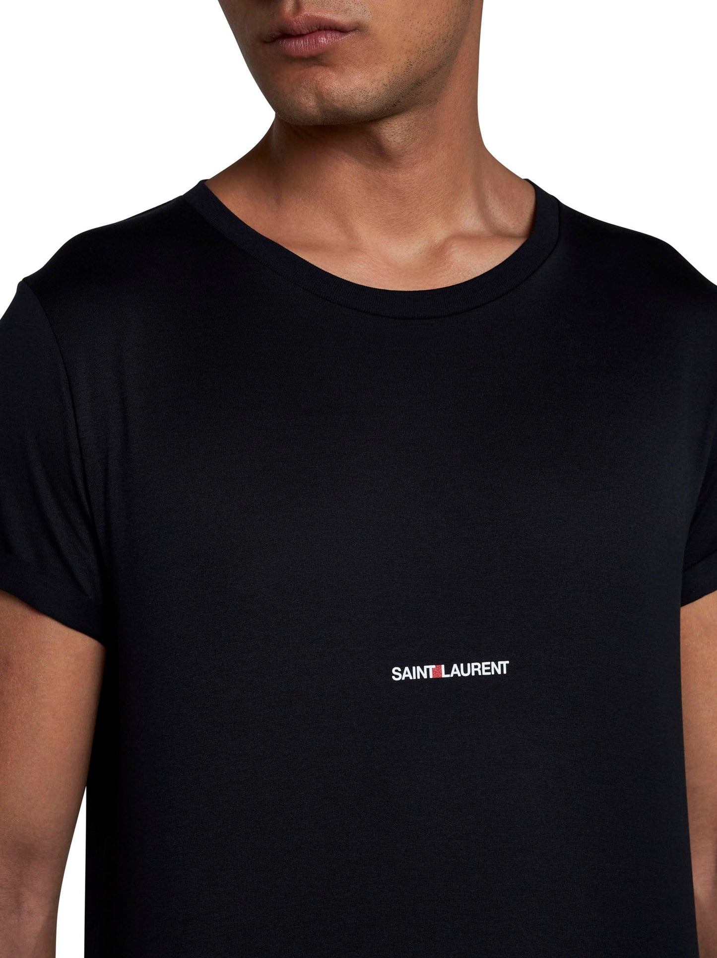 Saint Laurent Men Logo Cotton T-Shirt SAINT LAURENT
