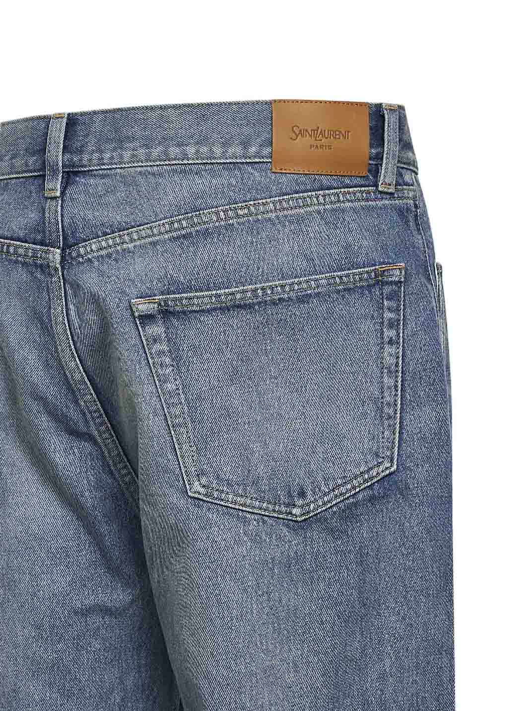 Saint Laurent Men Blue Cotton Denim Mick Long Jeans SAINT LAURENT
