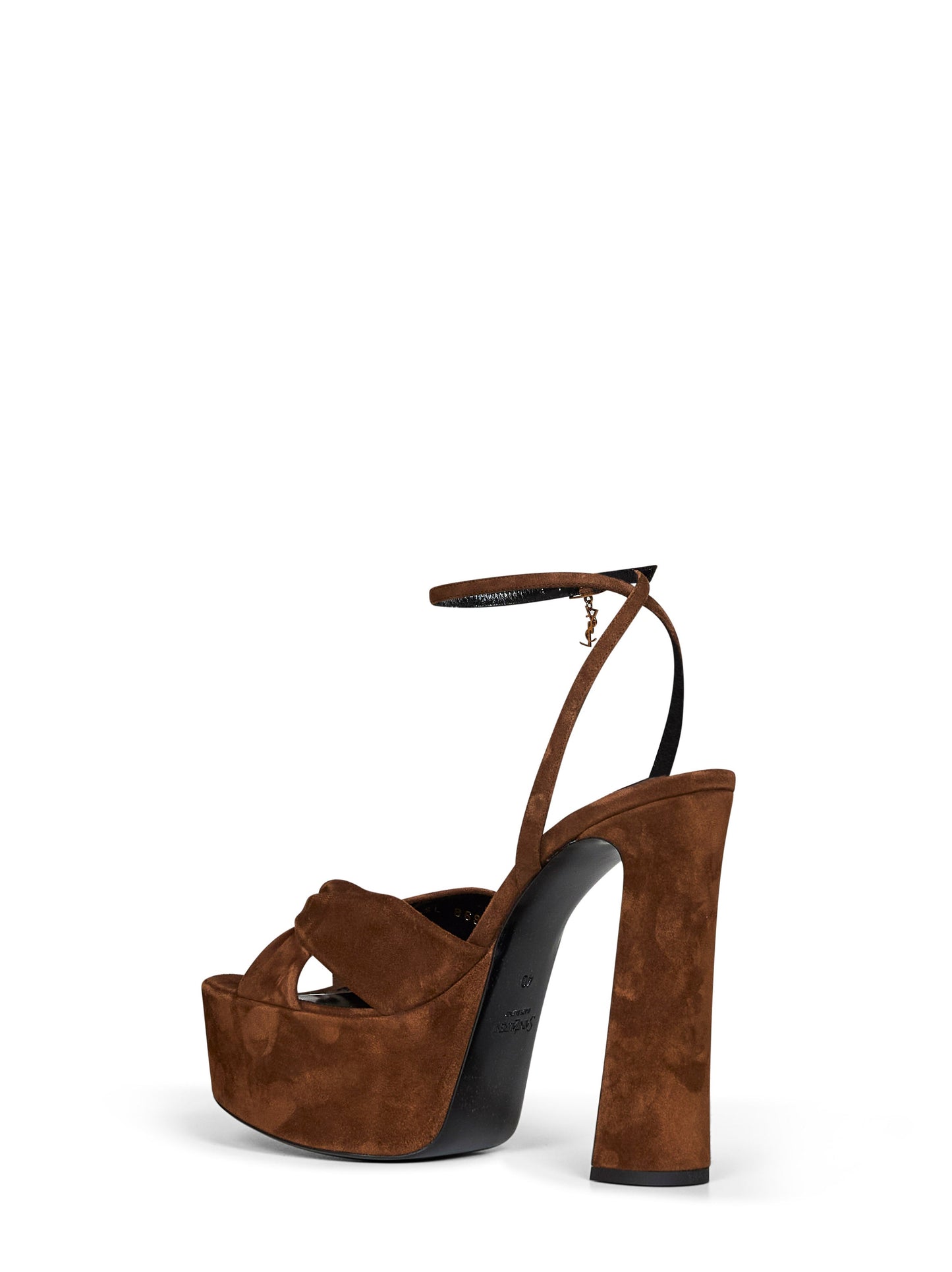 Saint Laurent Women Dark Havana Suede Franciane Platform Sandals SAINT LAURENT