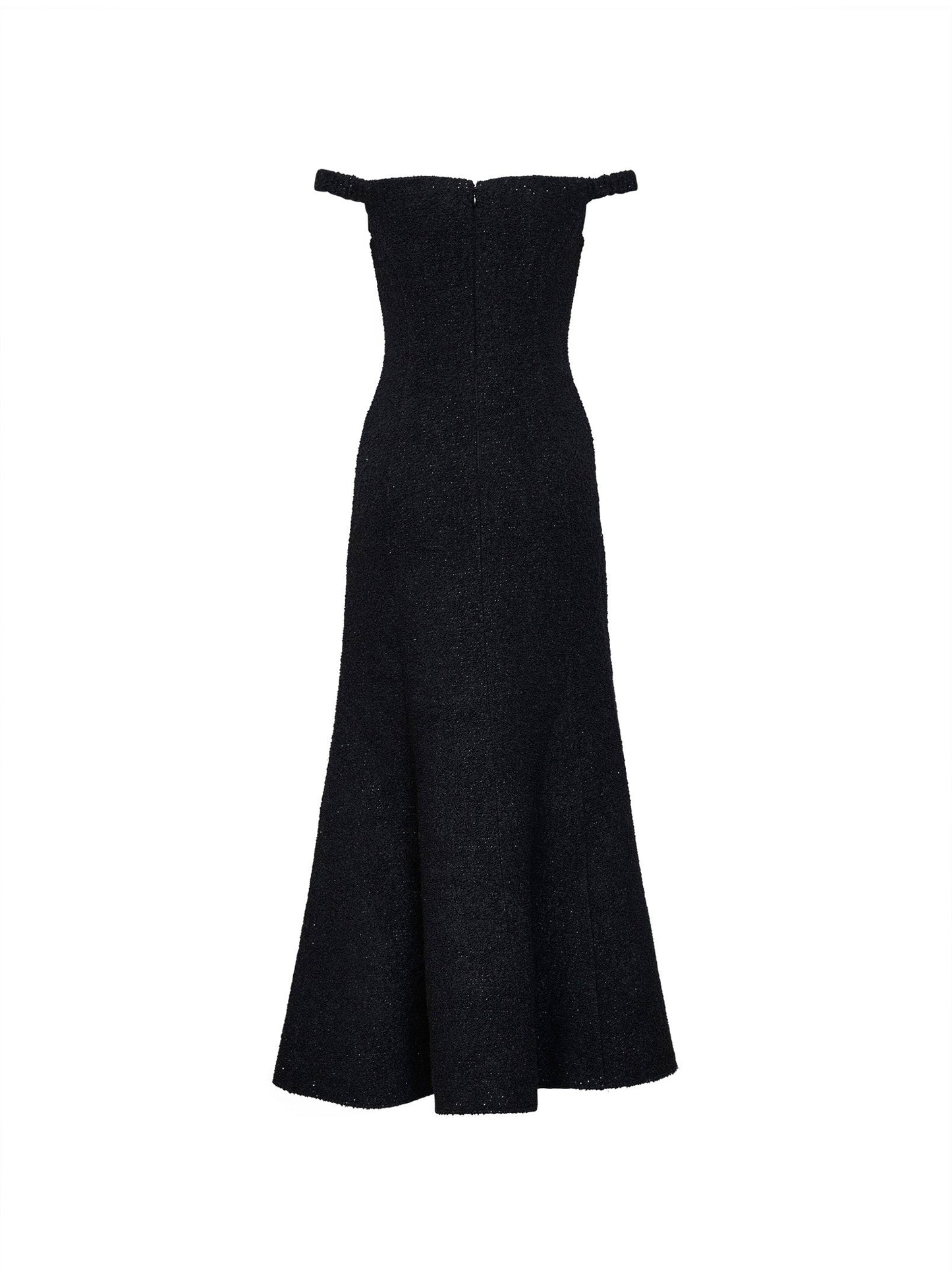 Self Portrait Women Black Lamé Bouclé Off-The-Shoulder Midi Dress SELF-PORTRAIT