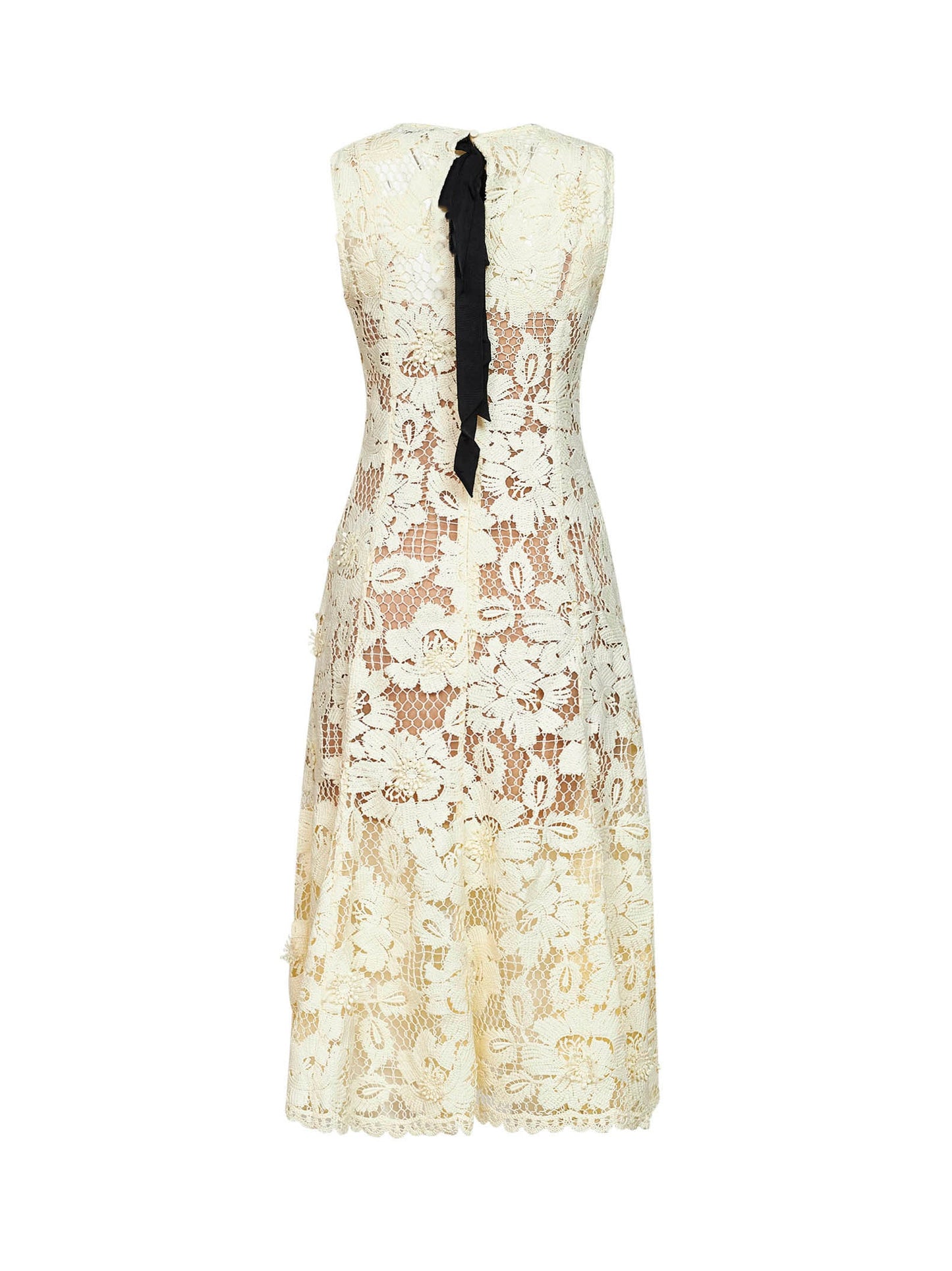 Self Portrait Women Yellow Crochet Lace Midi Dress SELF-PORTRAIT