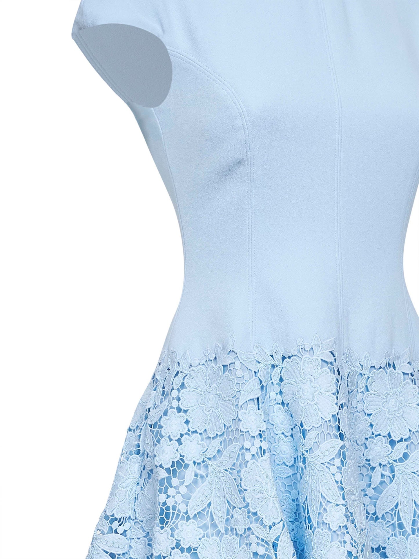 Self Portrait Women Light Blue Crepe And Lace Mini Dress SELF-PORTRAIT