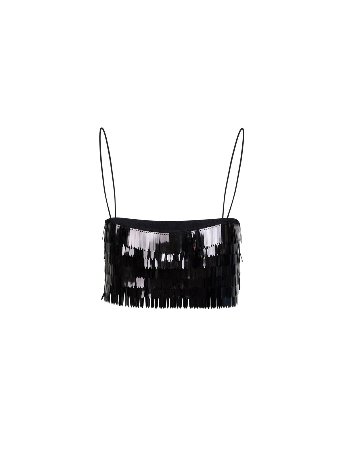Self Portrait Women Black Sequin Cropped Top SELF-PORTRAIT
