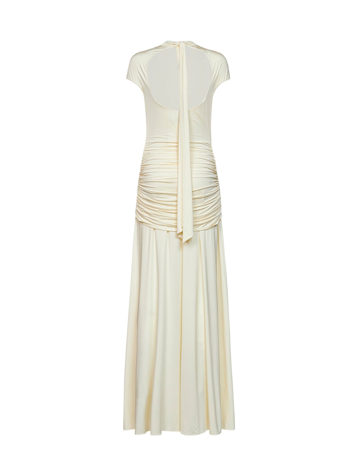 Self Portrait Women Yellow Draped Jersey Maxi Dress SELF-PORTRAIT